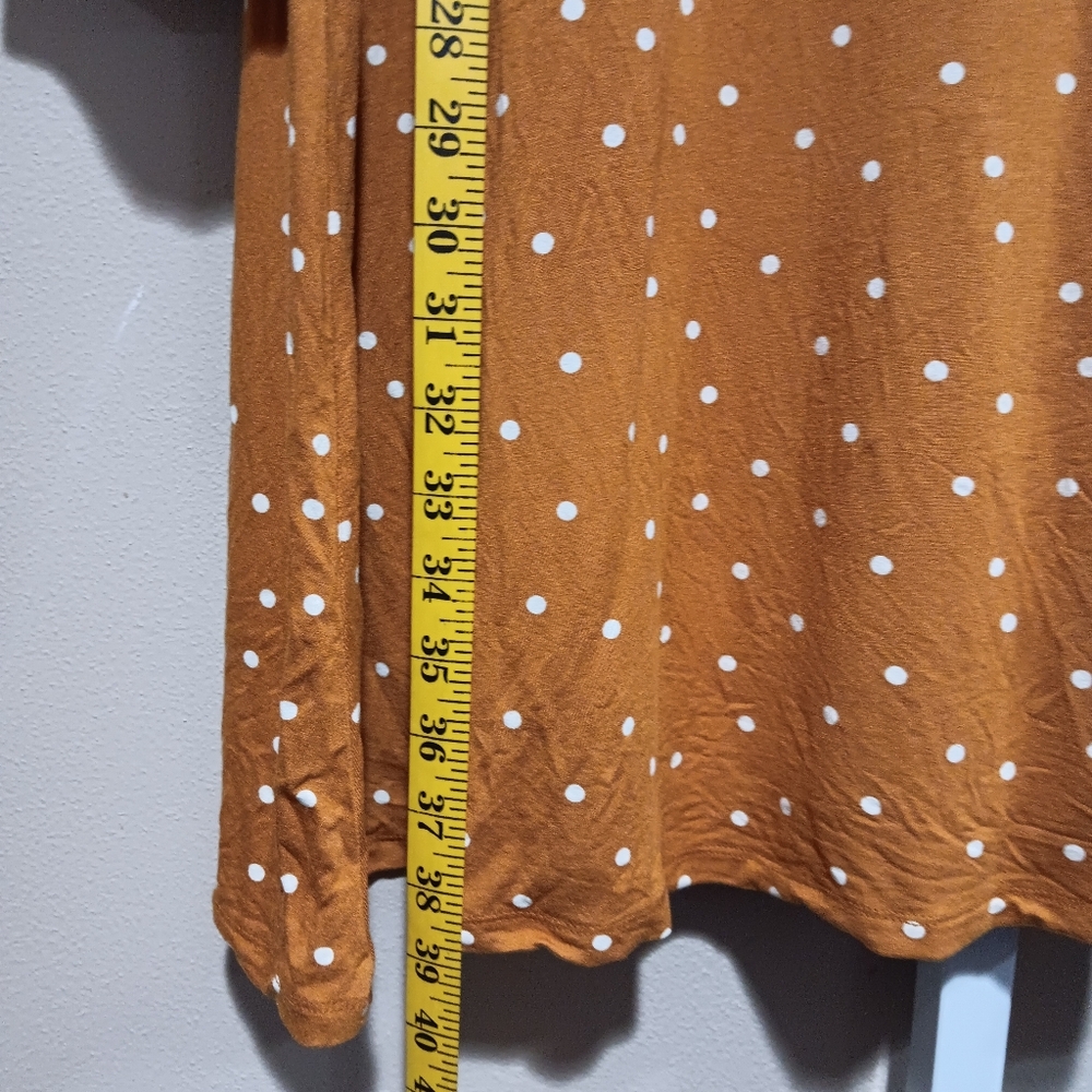 Old Navy (Size XL) Mustard Yellow & White Polka Dot Long Sleeve Shirt Dress - Picture 12 of 12